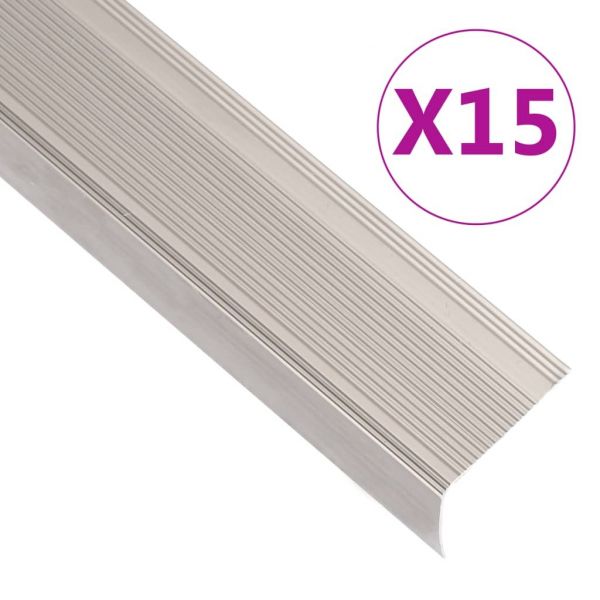 Perfil para Escada em Forma de L 15 Pcs Alumínio 100 Cm Champanhe