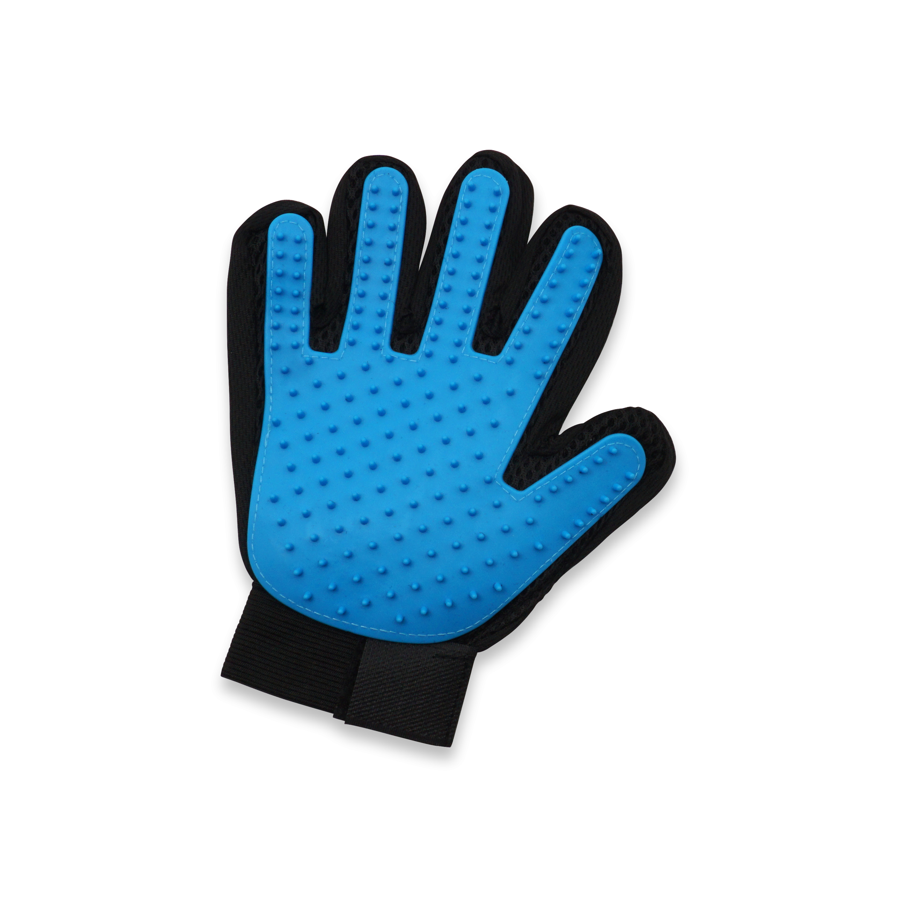 2in1 Haustier Pflegehandschuh Katzen Massage Handschuh Hunde Fellbürste - Blau / Schwarz