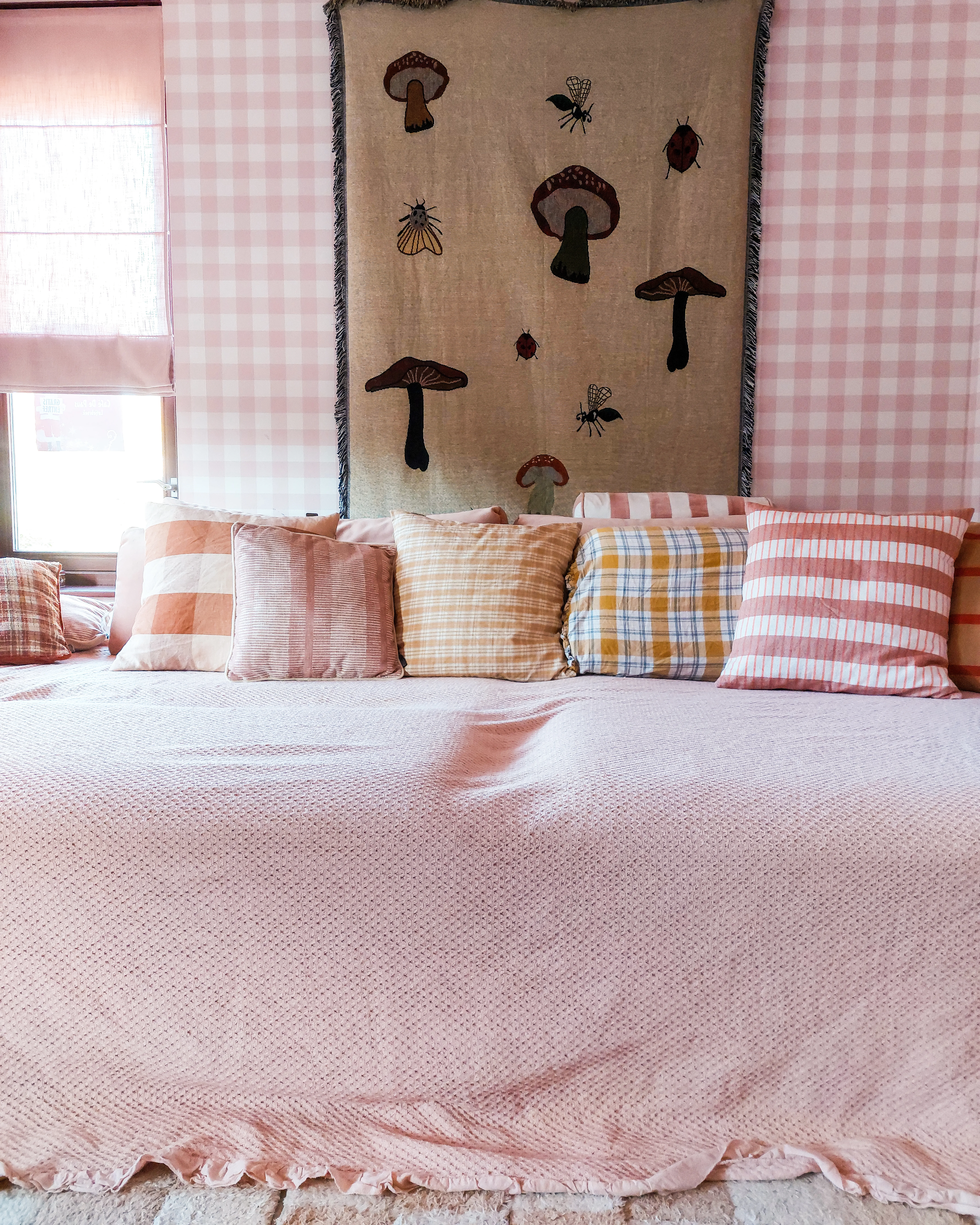 Sprei HATTON Katoen 220 x 240 cm Pastelroze