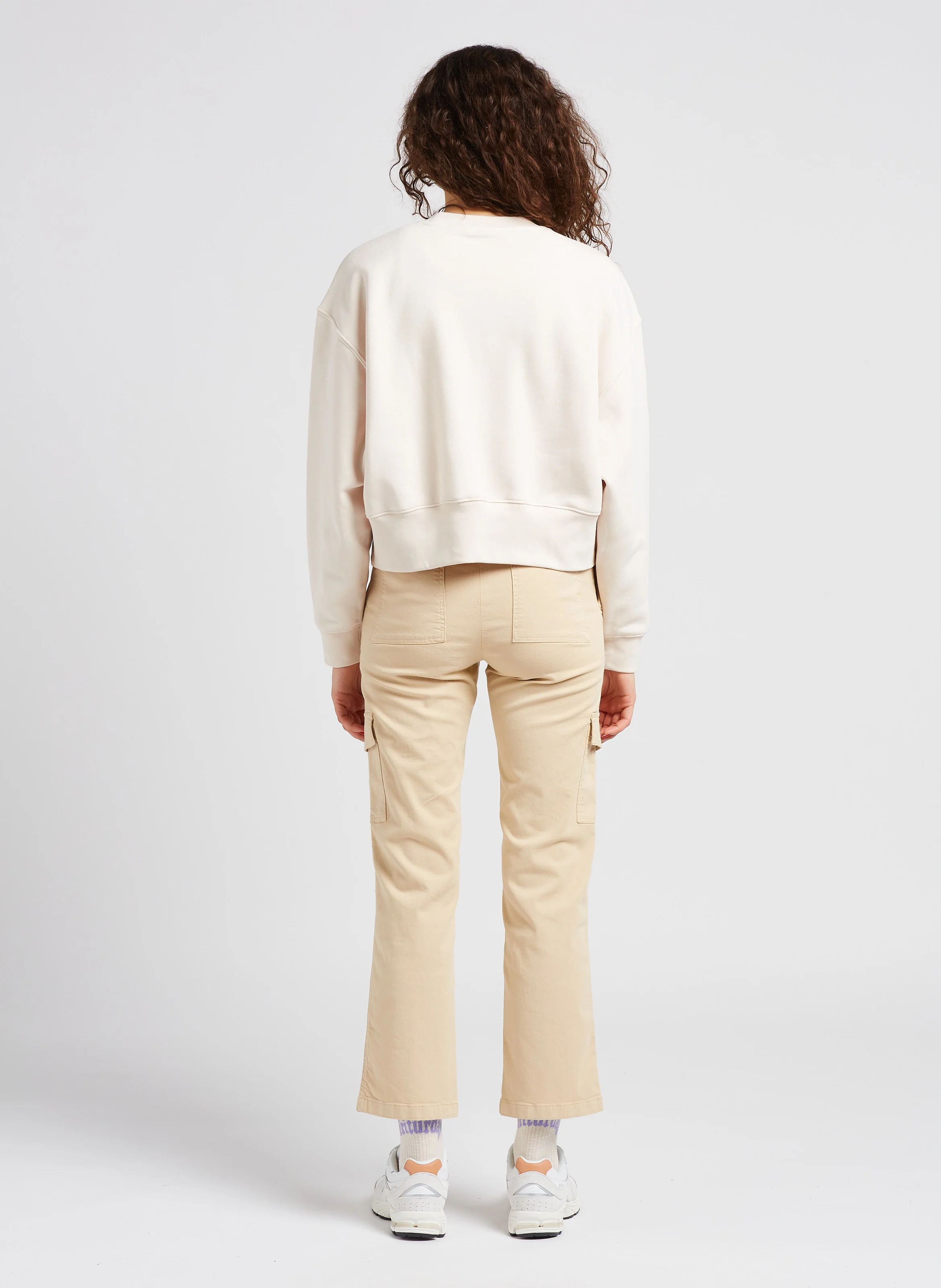 Sweatshirt col rond molletonné| Beige