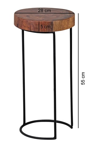 Beistelltisch Verdal Sheesham/Metall 28 x 55 cm