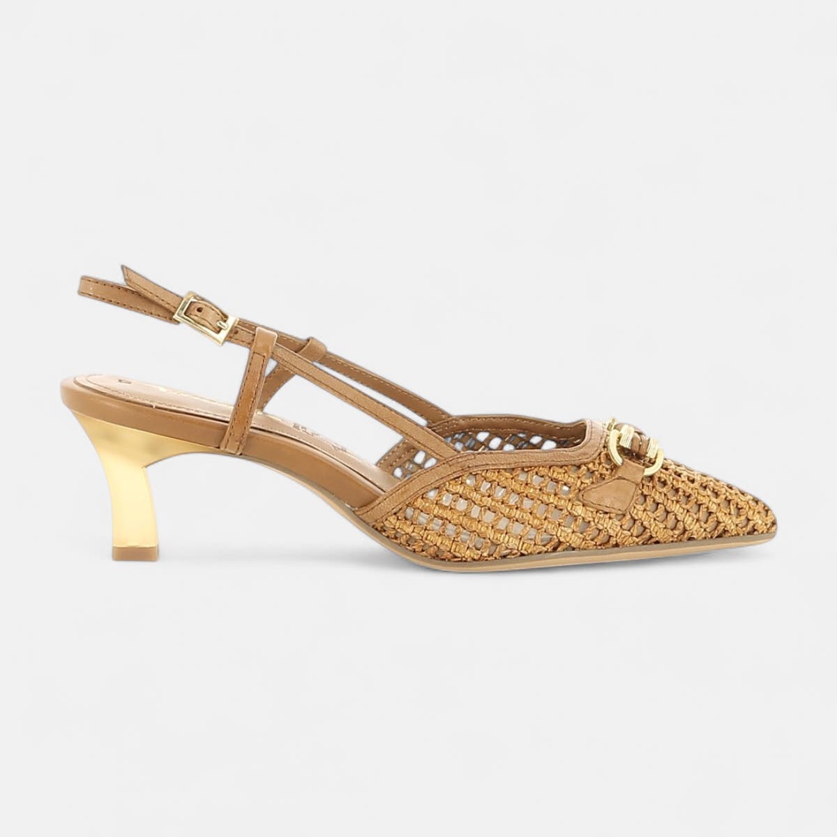 Escarpins avec bride arrière à talon Femme cognac