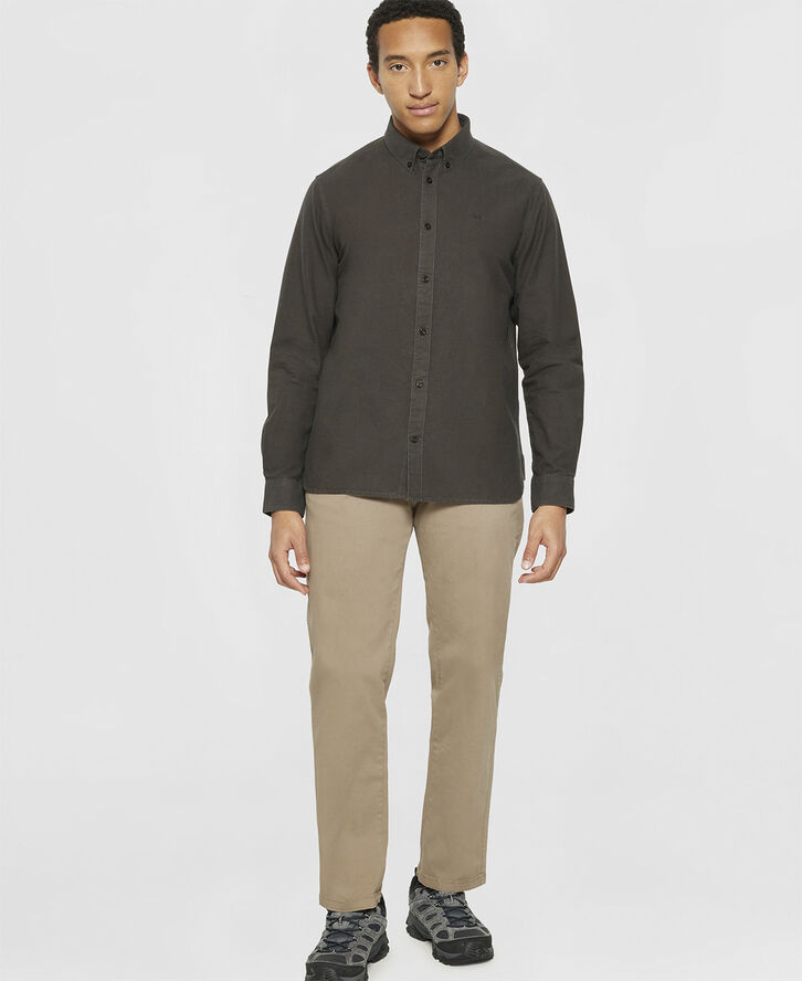Knowledge Cotton Apparel Harald Small owl oxford regular fit shirt - GOTS/Vegan Demitasse (brown)
