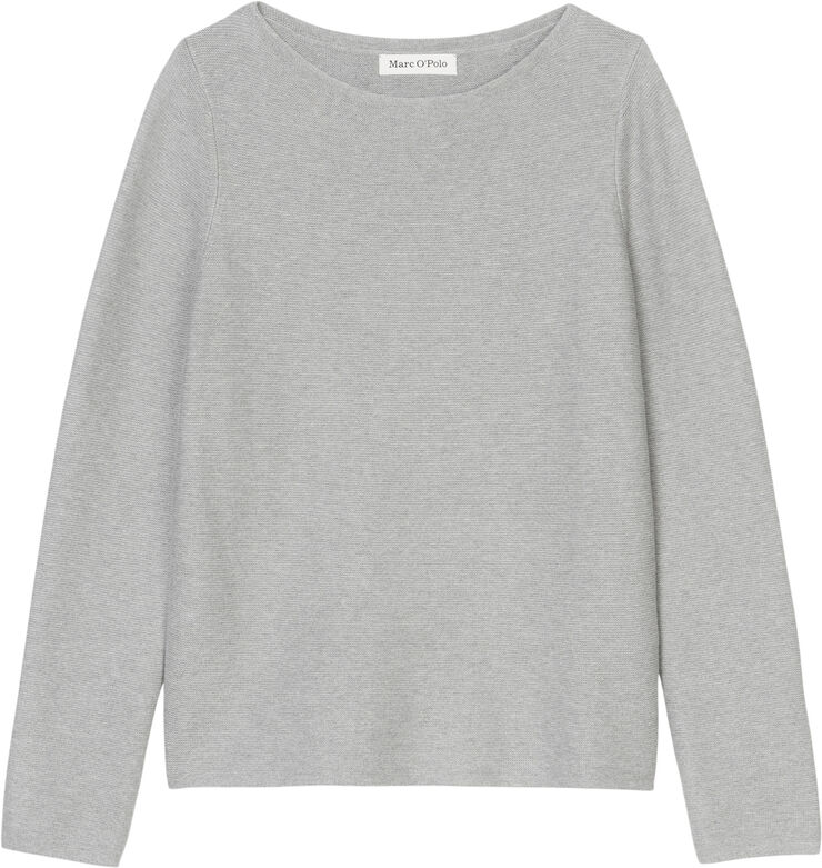 Marc O’Polo Cotton Pullover, longsleeve, roundneck Soft stone melange