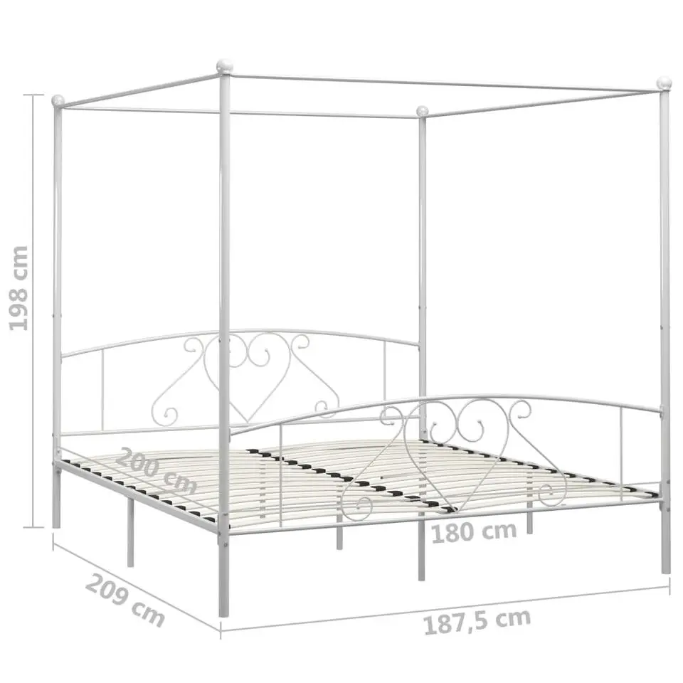 vidaXL - Hemelbed met hoofdbord - Wit - Metaal - 180x200 cm