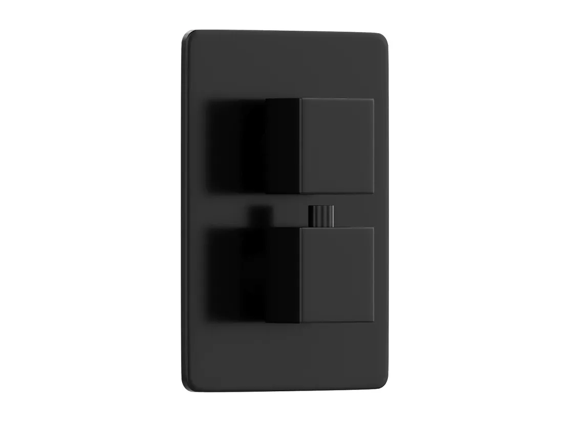 Ensemble de douche encastrable avec mitigeur thermostatique et support mural réglable - Noir mat - TEREK