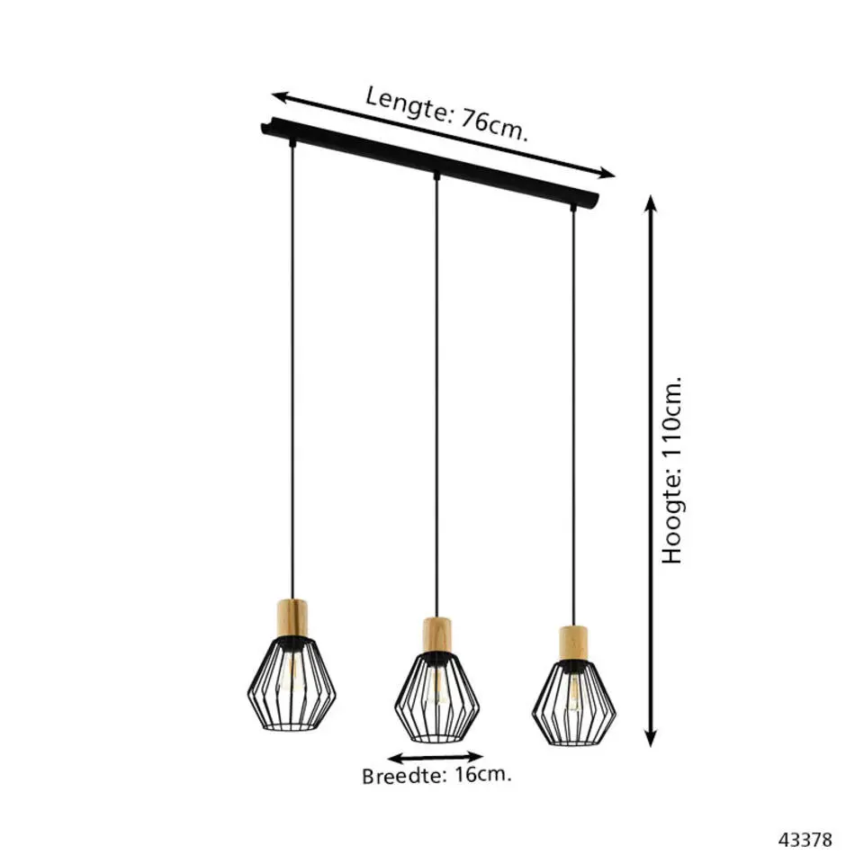 EGLOPalmorla-Hanglamp-E27-76cm-Zwart/Bruin