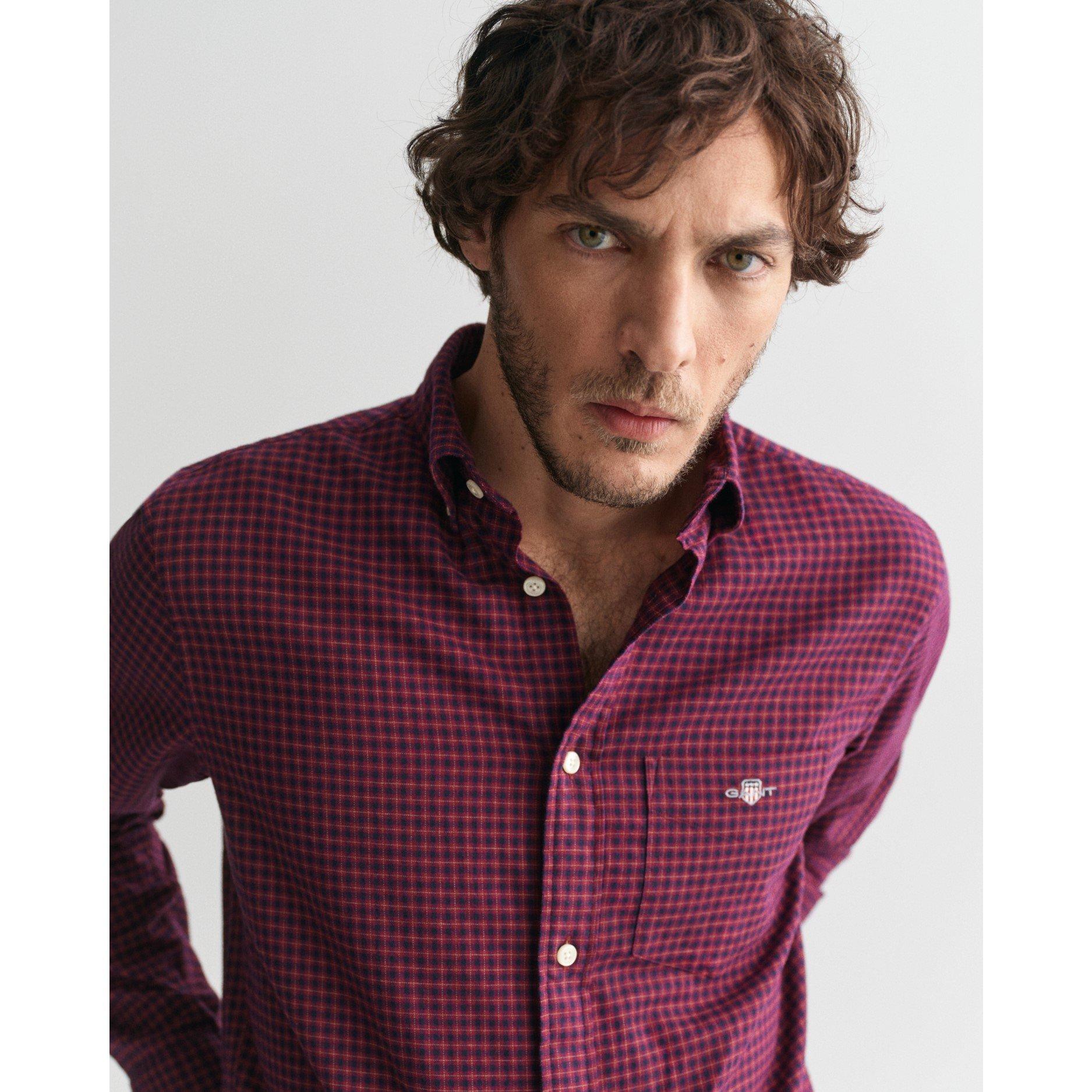 Gant REG MICROCHECK FLANNEL SHIRT WINE R