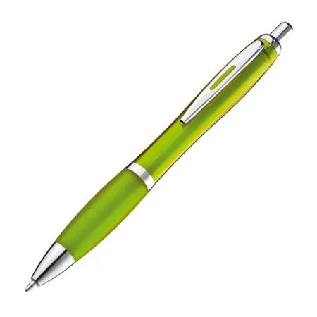 Macma Kugelschreiber transparent mit Metallclip, apfelgrün, 25 Stück