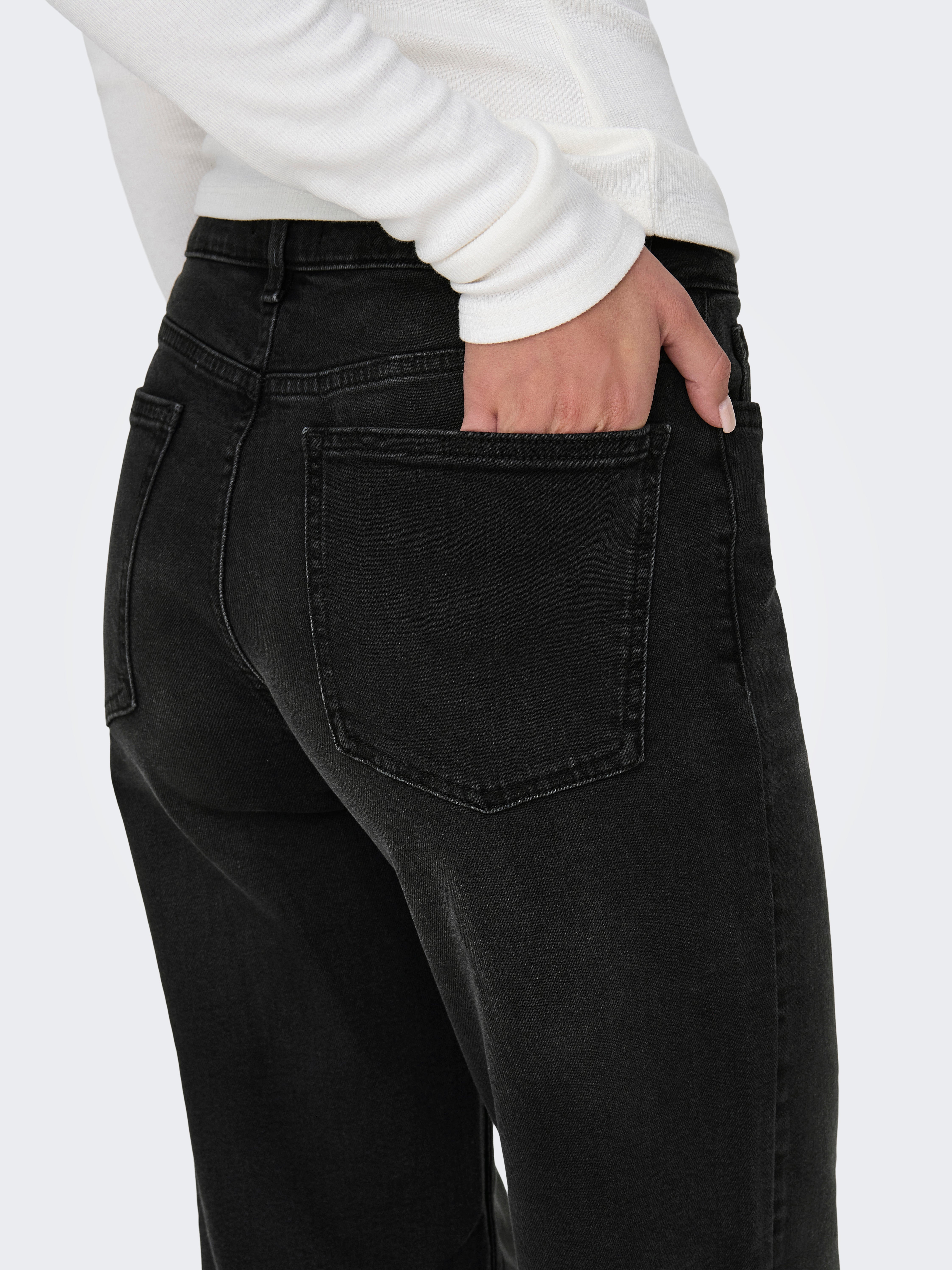 ONLCHRIS Mittlere Taille Weiter Beinschnitt Jeans Washed Black