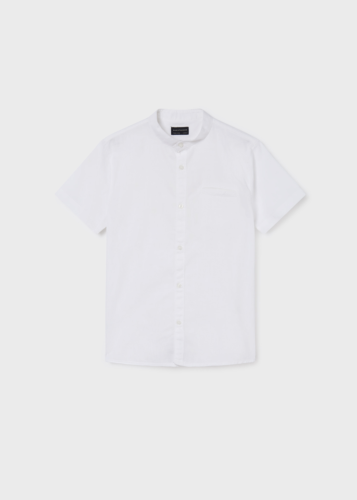 Camisa de algodão sustentável com gola mandarim para meninos