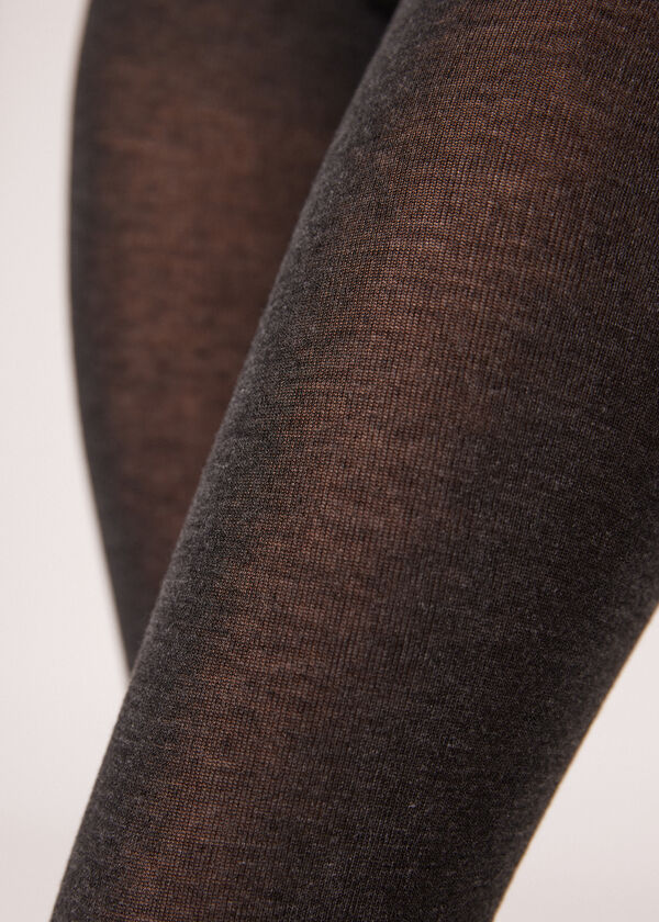 Meias-calças em mistura macia de modal e cashmere