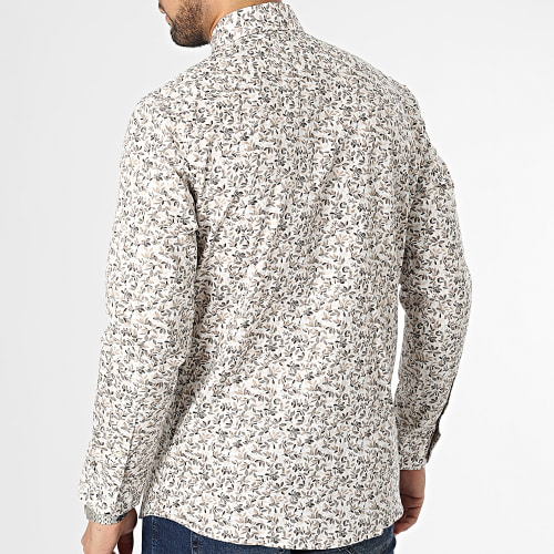 Chemise Manches Longues Ethan Blanc Beige Floral