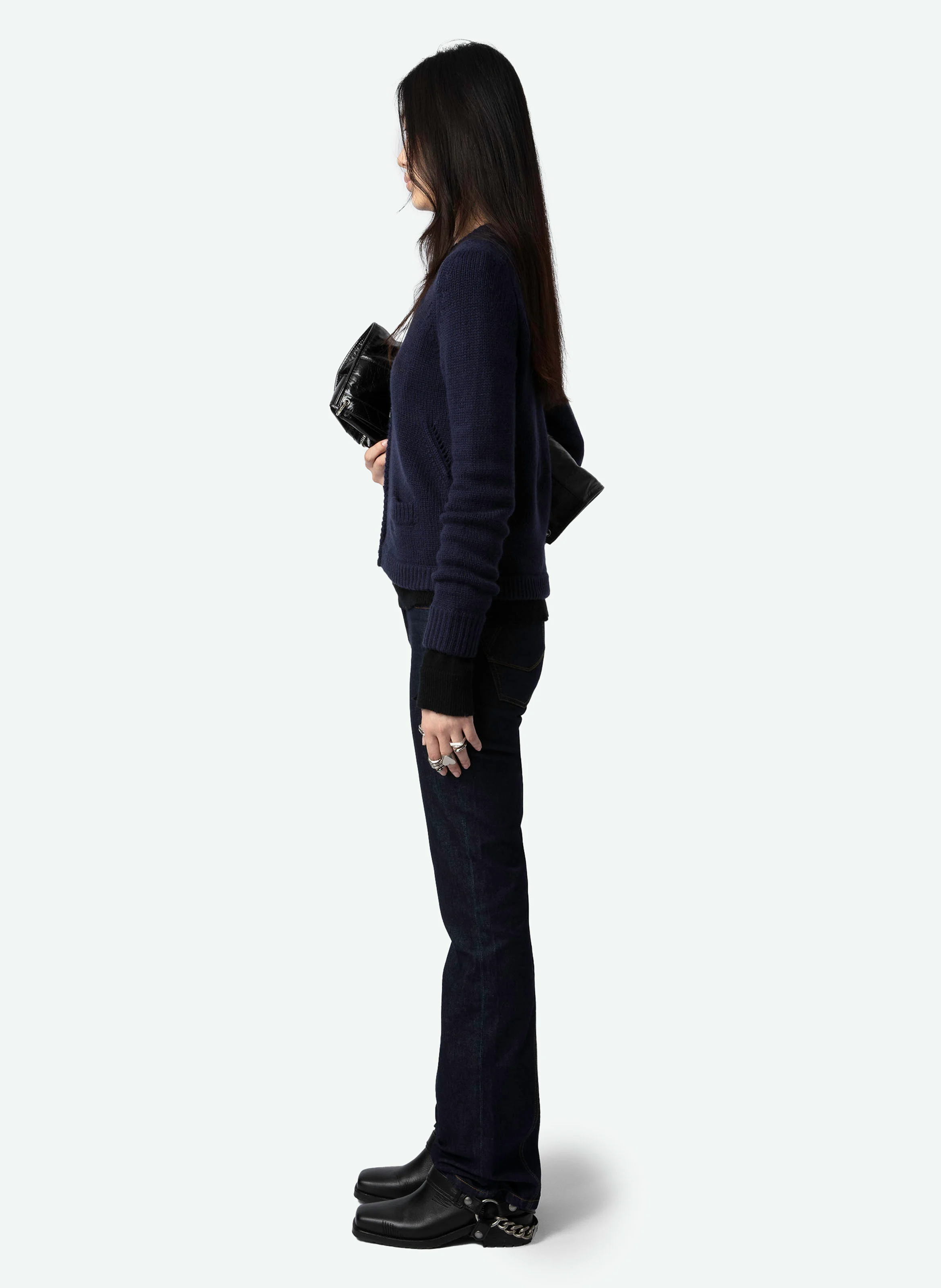 MARCY - Gilet col rond en cachemire | Bleu