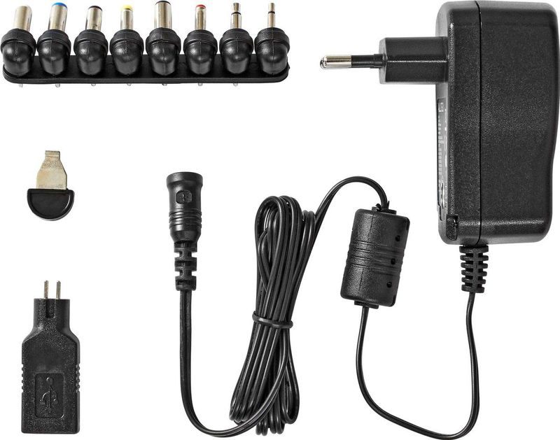 Allteq - Universele Voedingsadapter - Zwart - 300mA - 1.45 Meter - 9 Stekkers