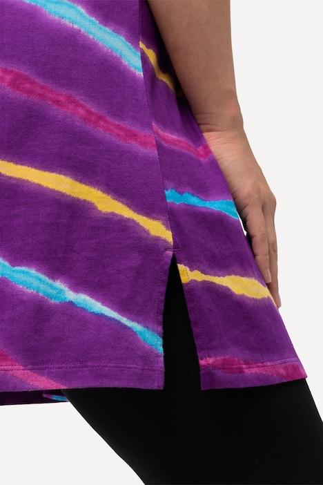 Longshirt, Batikdruck, A-Linie, V-Ausschnitt, Halbarm