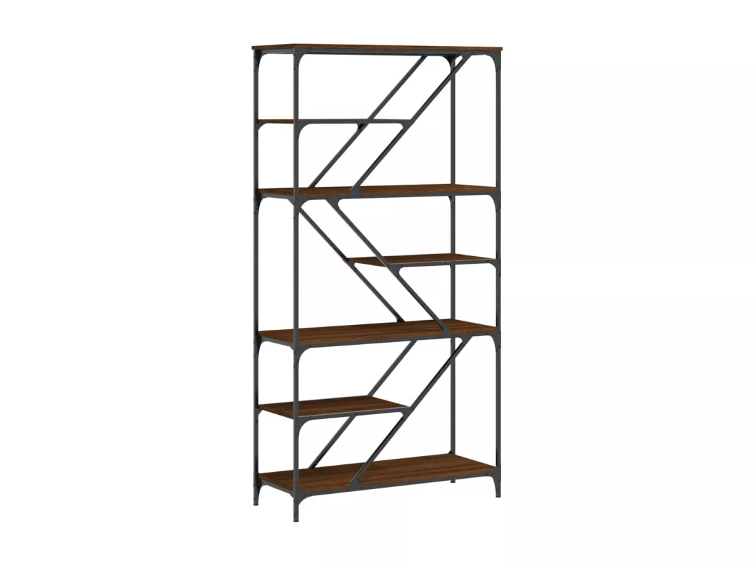 Bibliothèque chêne marron 91x36x176 cm bois ingénierie et acier