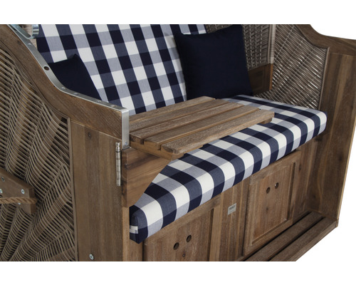 deVries Greenline 135+ strandstoel, stof 743, 130 x 80 cm, half-liggend, blauw