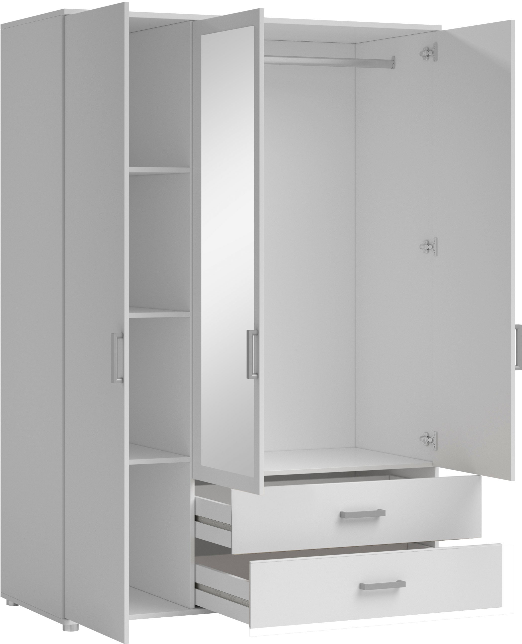 Schlafkontor Drehtürenschrank »Ivar Kleiderschrank mit Spiegel« inklusive 2 Spiegeltüren und 2 farblich abgesetzten Schubkästen