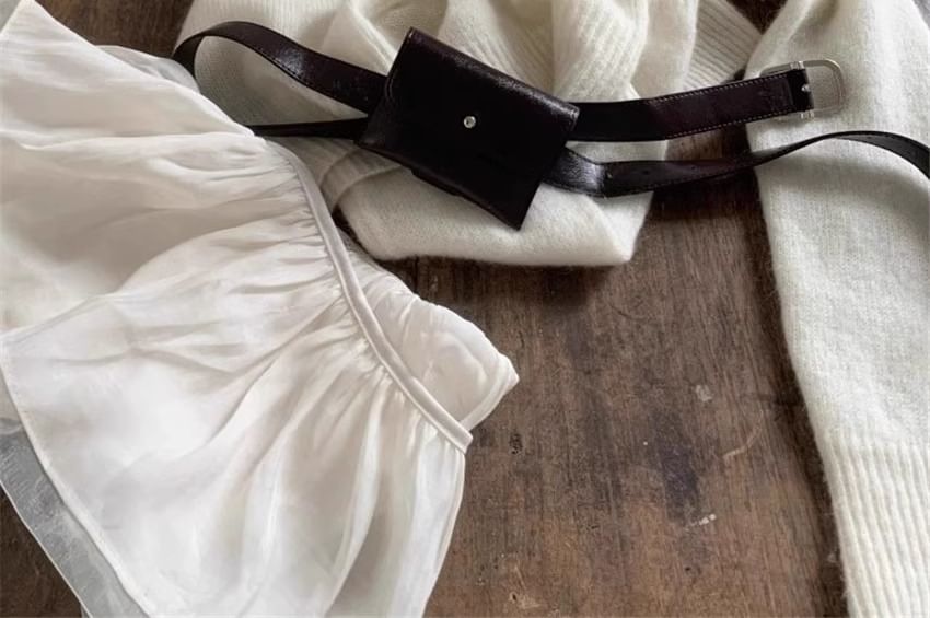 Kilopi - Hoge taille effen mini-overlayrok