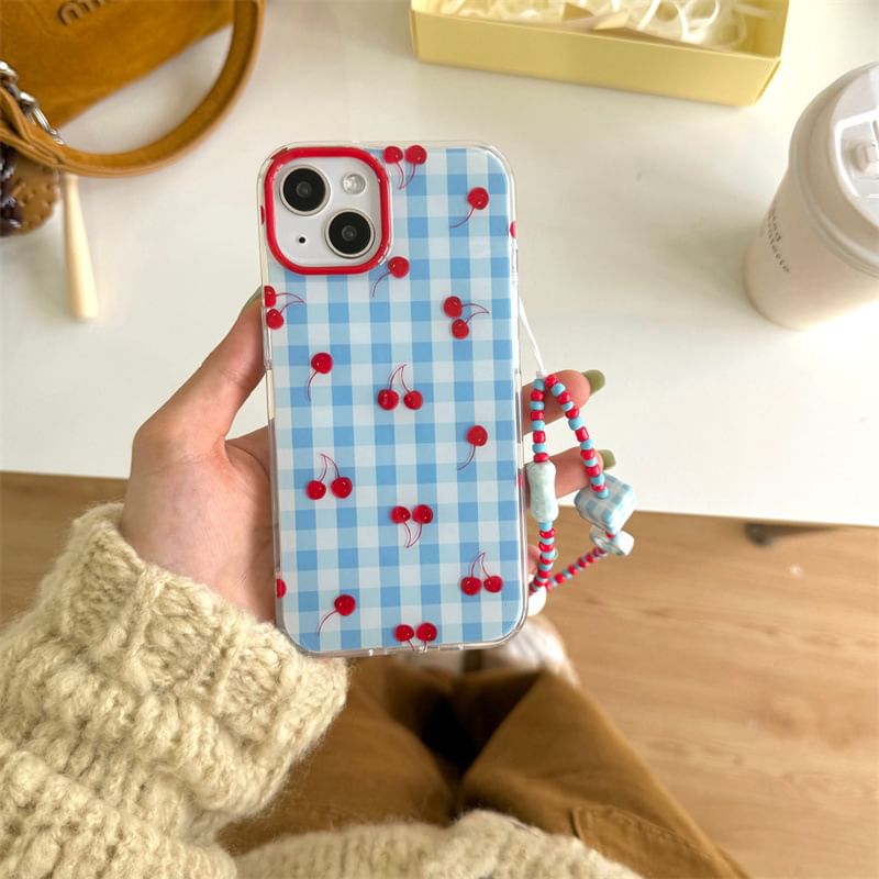 Elliure - Cherry Plaid telefoonhoesje / bandje / set - iPhone 16 Pro Max / 16 Pro / 16 Plus / 16 / 15 Pro Max / 15 Pro / 15 Plus / 15 / 14 Pro Max / 14 Pro / 14 Plus / 14 / 13 Pro Max / 13 Pro / 13 / 13 Mini