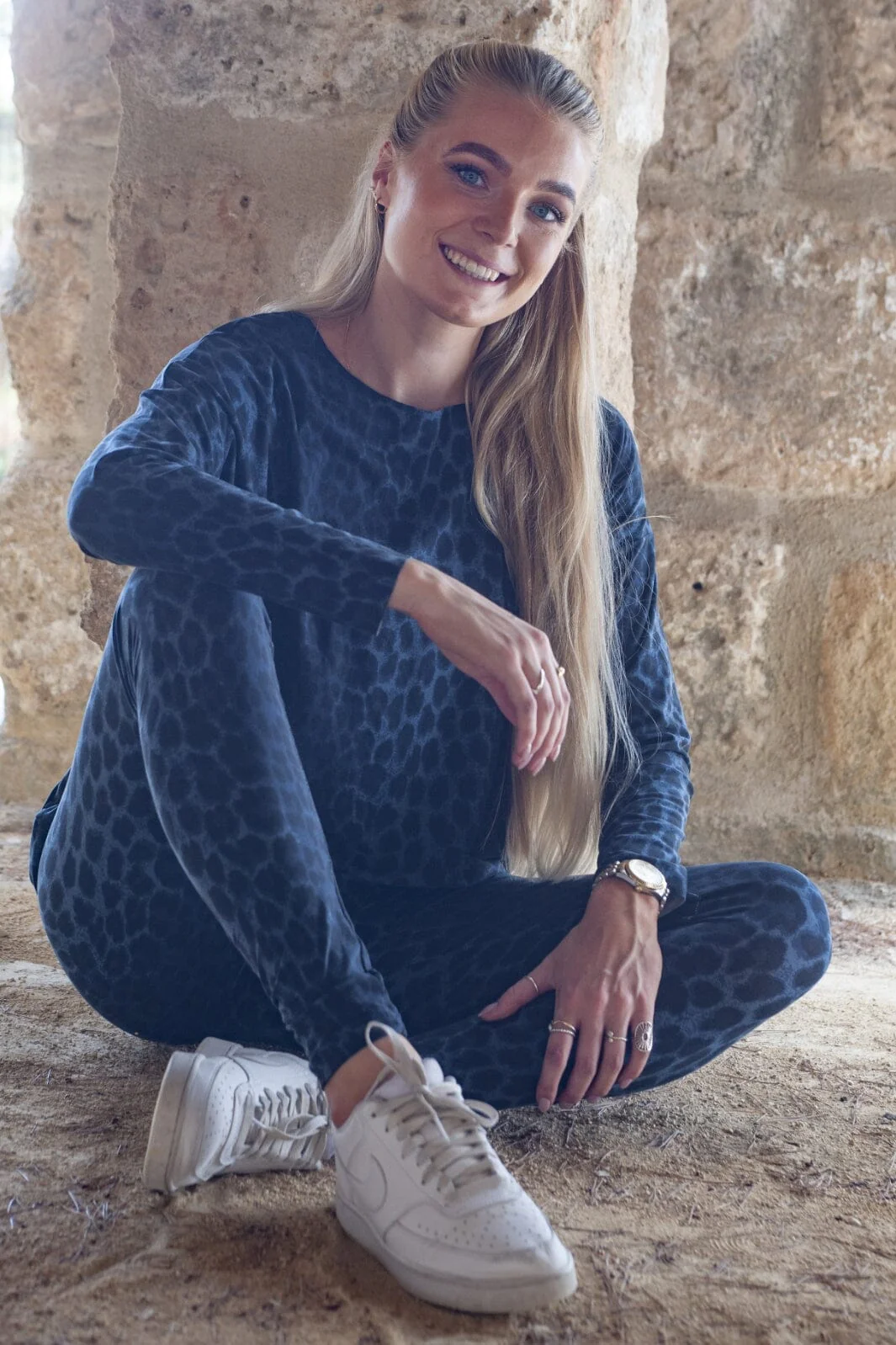 Liberte Alma-Ls-Top dusty navy leo