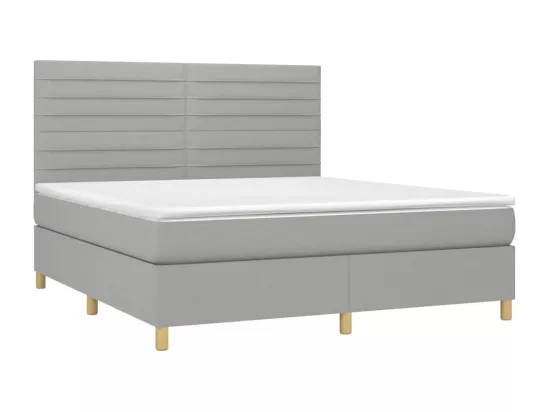 Sommier tapissier et matelas et LED Gris clair 180x200 cm Tissu
