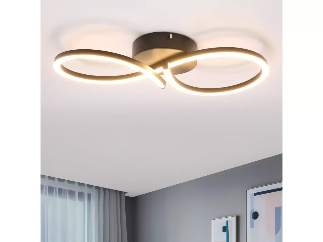 NETTLIFE Plafonnier LED Salon 24W Moderne Créatif Noir Lampe Cuisine 3000K Blanc Chaud