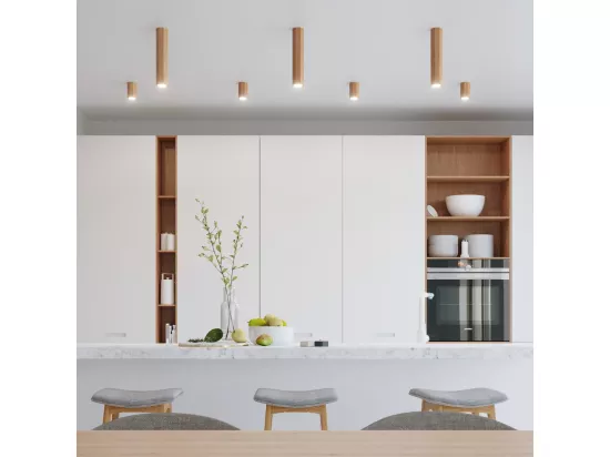 Sollux Lighting Zeke Bois de plafonnier octogonal monté en surface en chêne, 30 cm