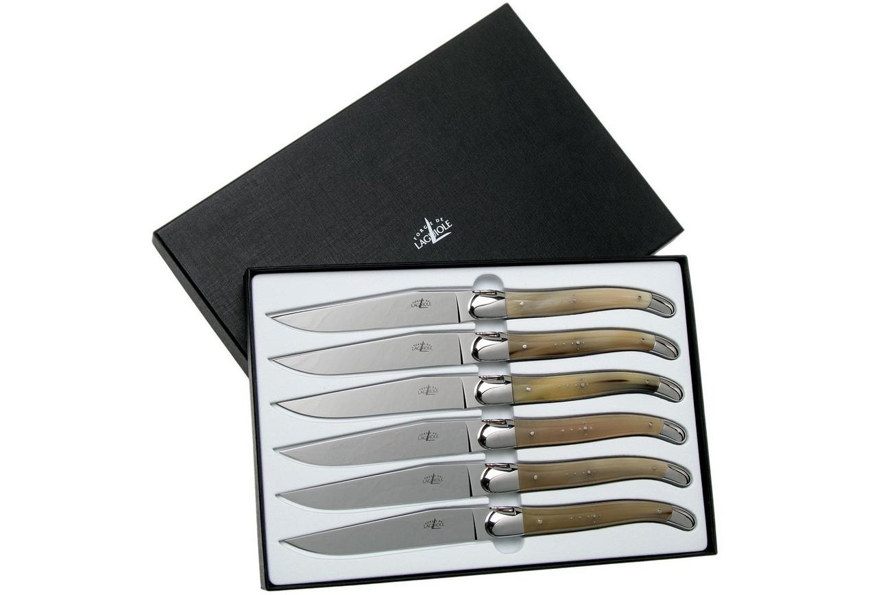 Forge de Laguiole, T62MINB, punthoorn steakmessenset