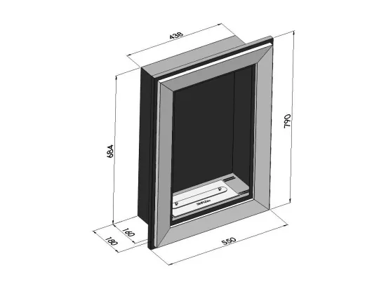 Cheminée au bioéthanol Frame 550 noir mat à encastrer au mur sans verre
