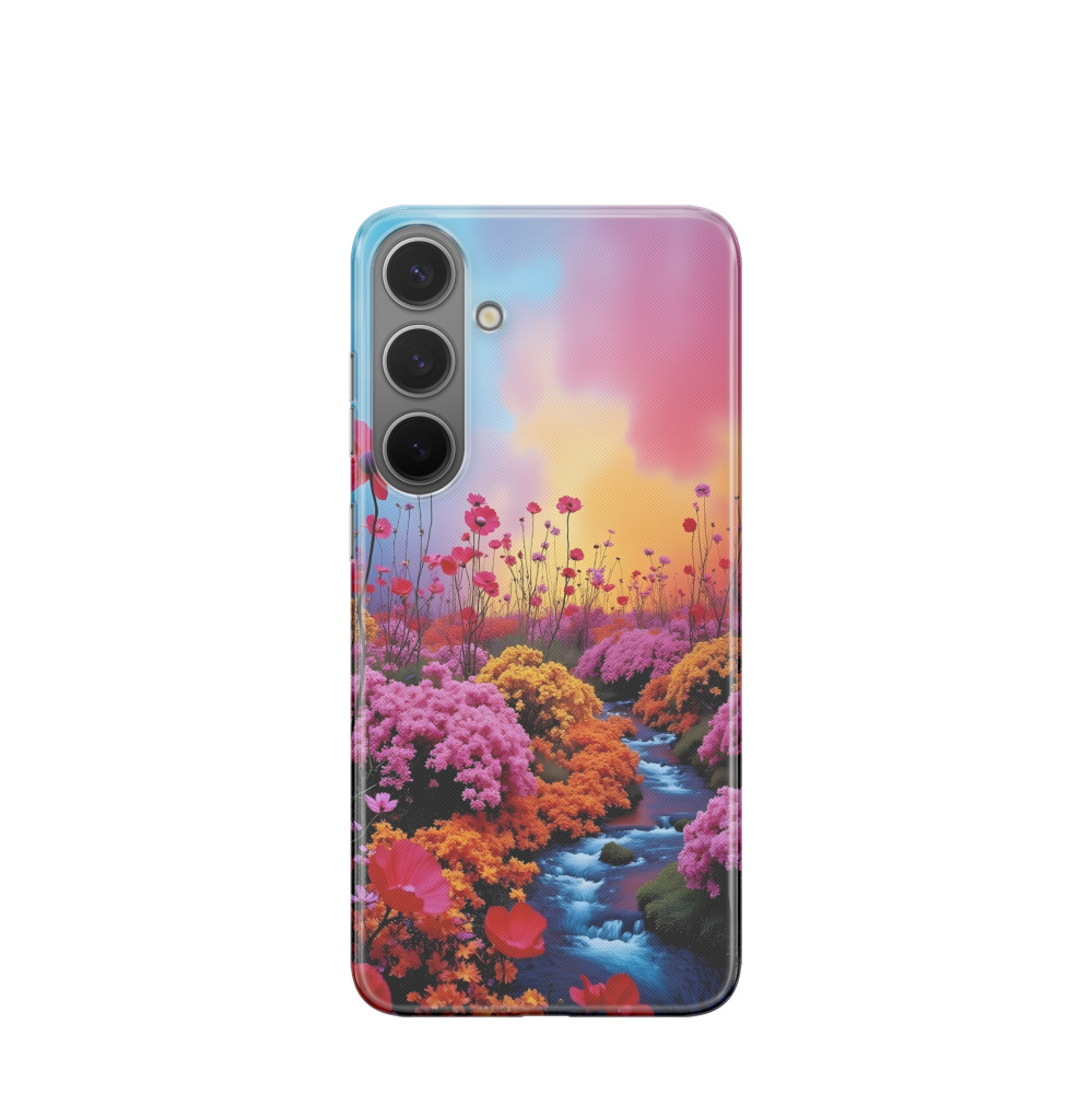 Samsung Galaxy S24 Plus Gummi Hülle Ein Fluss aus Licht und Blüten - Versch. Farben