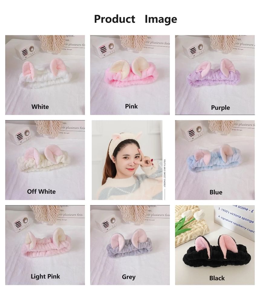 Honeyfluff - Chenille Animal Ear Face Wash Hoofdband