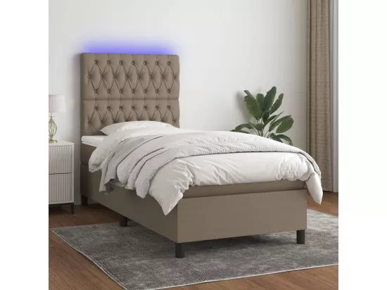 Sommier tapissier avec matelas et LED Taupe 90x190 cm Tissu