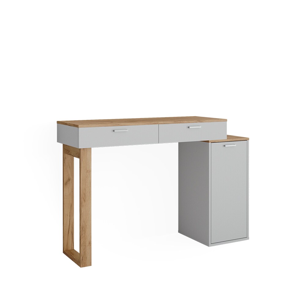 Vicco Schreibtisch Regina Weiß Eiche 130 x 40 cm mit 2 Schubladen