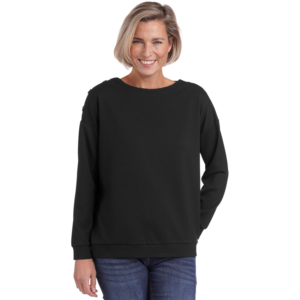 Gina Benotti Damen Sweatshirt mit Struktur schwarz