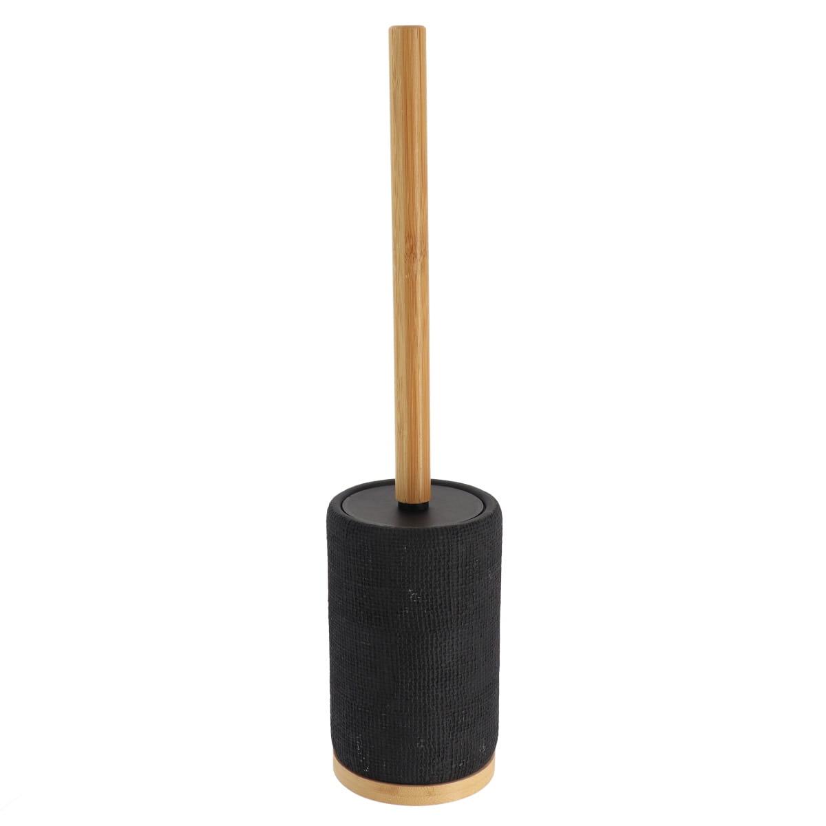 BROSSE WC RONDE EFFET MAILLE ET TIGE BAMBOU NOIR