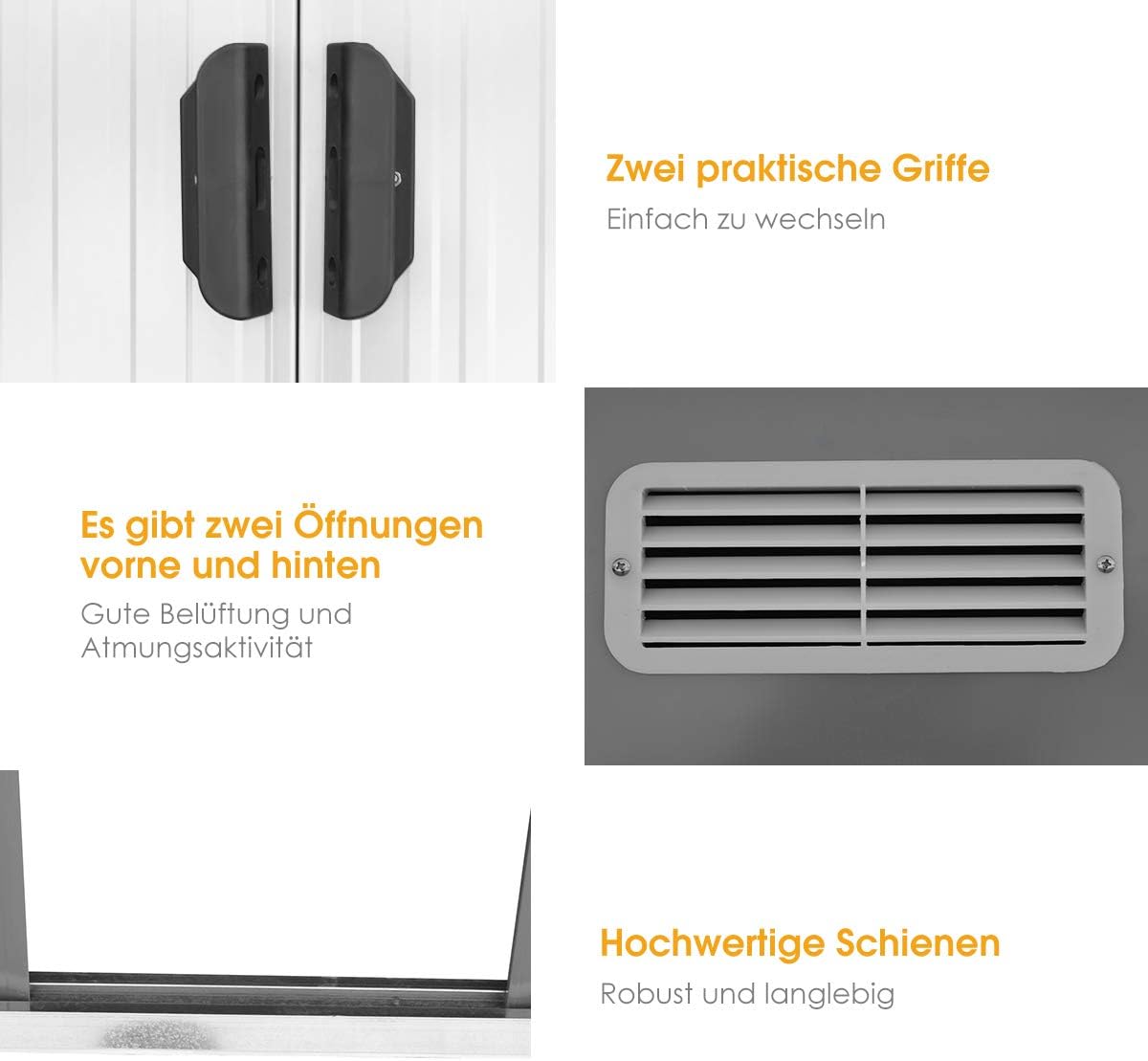 COSTWAY Gerätehaus Metall, Gartenhaus mit 2 Schiebetüren, Geräteschuppen Outdoor, Garten Schuppen mit Pultdach, Gartengerätehaus Geräteschrank, 238x131x181cm, Grau