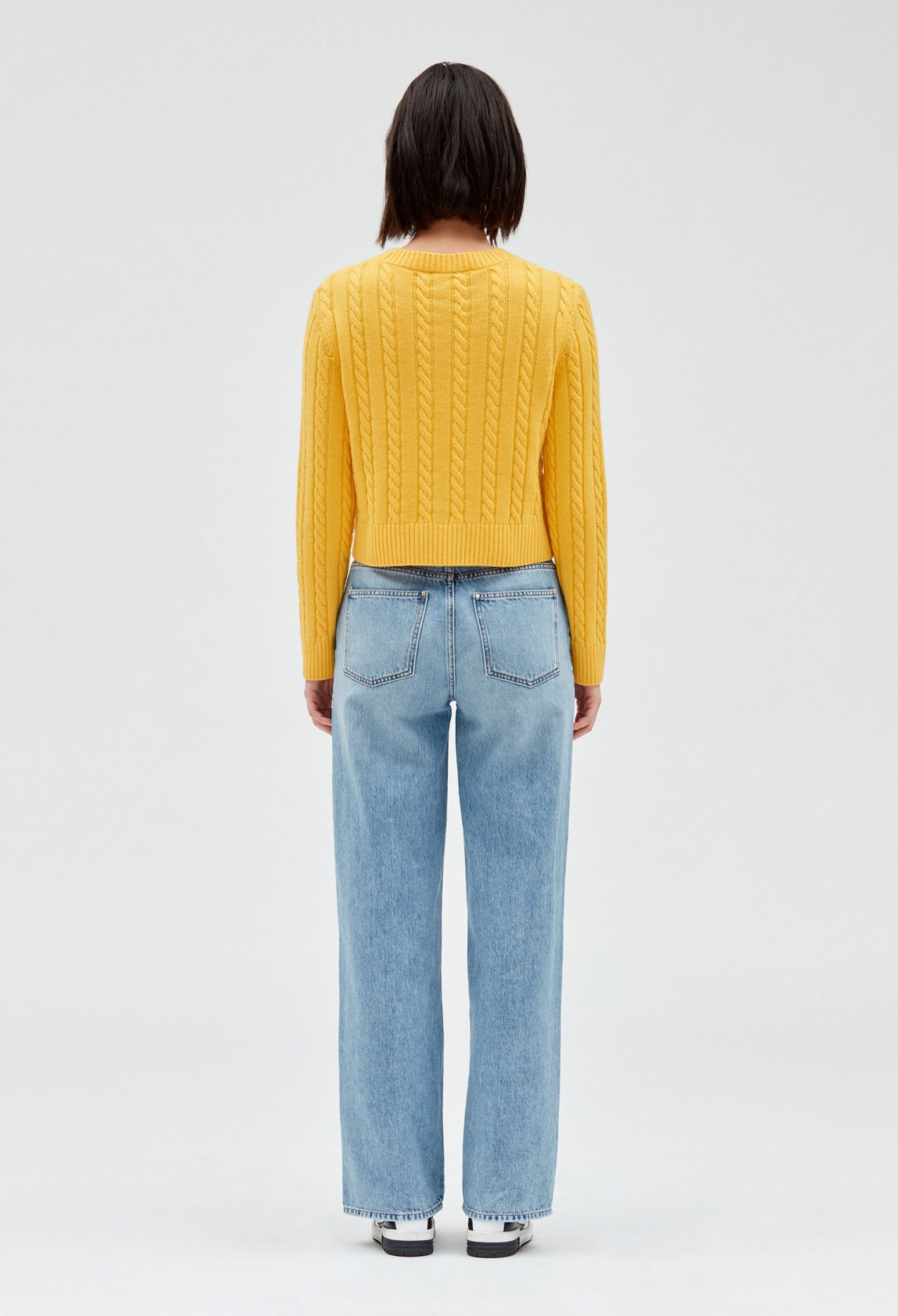 Pull court maille torsadee
