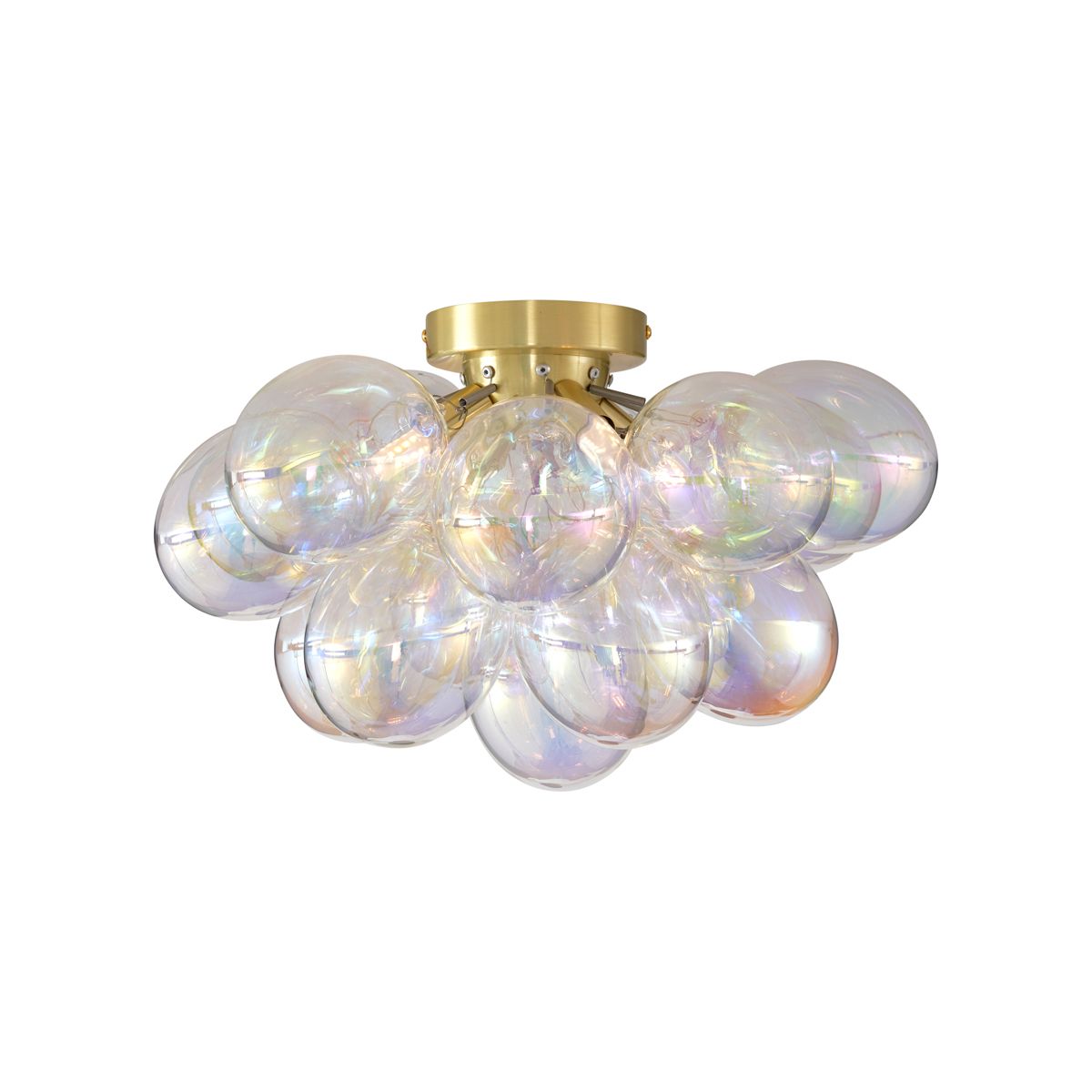 Design plafondlamp messing met regenboog glas 4-lichts - Uvas
