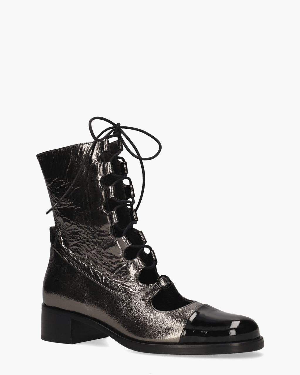 Zinda 2869 Zilvergrijs/Zwart Dames Veterboots