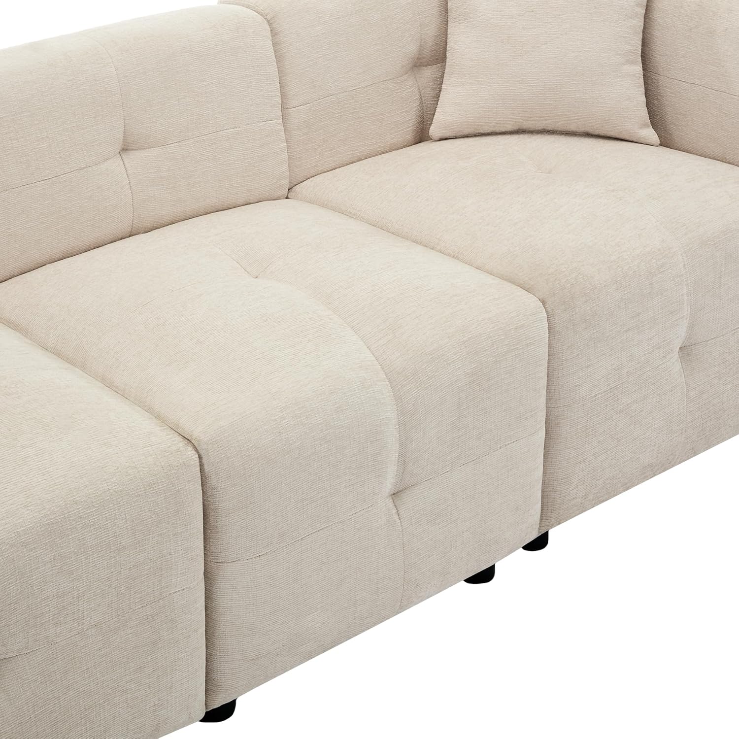 Merax 3-Sitzer Ecksofa mit Stauraum und abnehmbarem Hocker – Modernes L-förmiges Schlafsofa mit 2 Kissen für Wohnzimmer, Büro & kleine Wohnungen