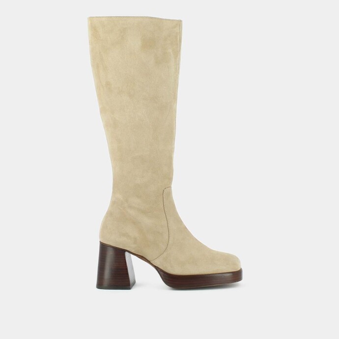 Bottes à plateformes  en croute beige