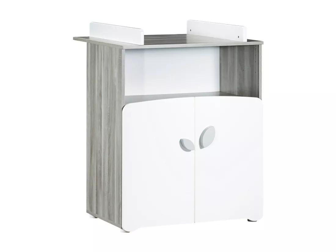 Commode à langer 2 portes 97x76x66cm en bois gris