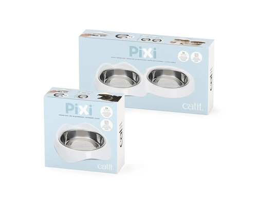 Catit Pixi enkele voerbak, ergonomisch gevormd, vaatwasserbestendig, 200 ml, wit