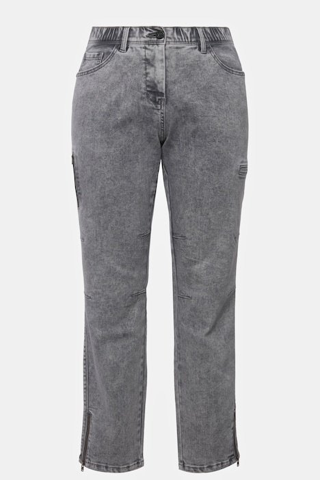 Boyfriend-Jeans, weites Bein, Komfortbund, Schenkeltaschen