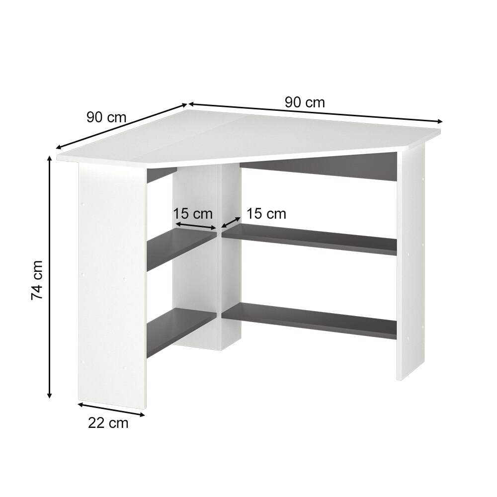 Vicco Eckschreibtisch Schreibtisch Bürotisch Arion 90x90cm weiß Computertisch