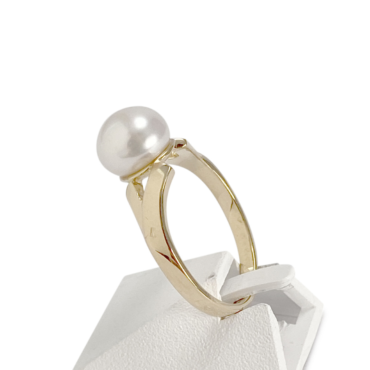 Bague d'occasion or 750 jaune perle de culture de chine