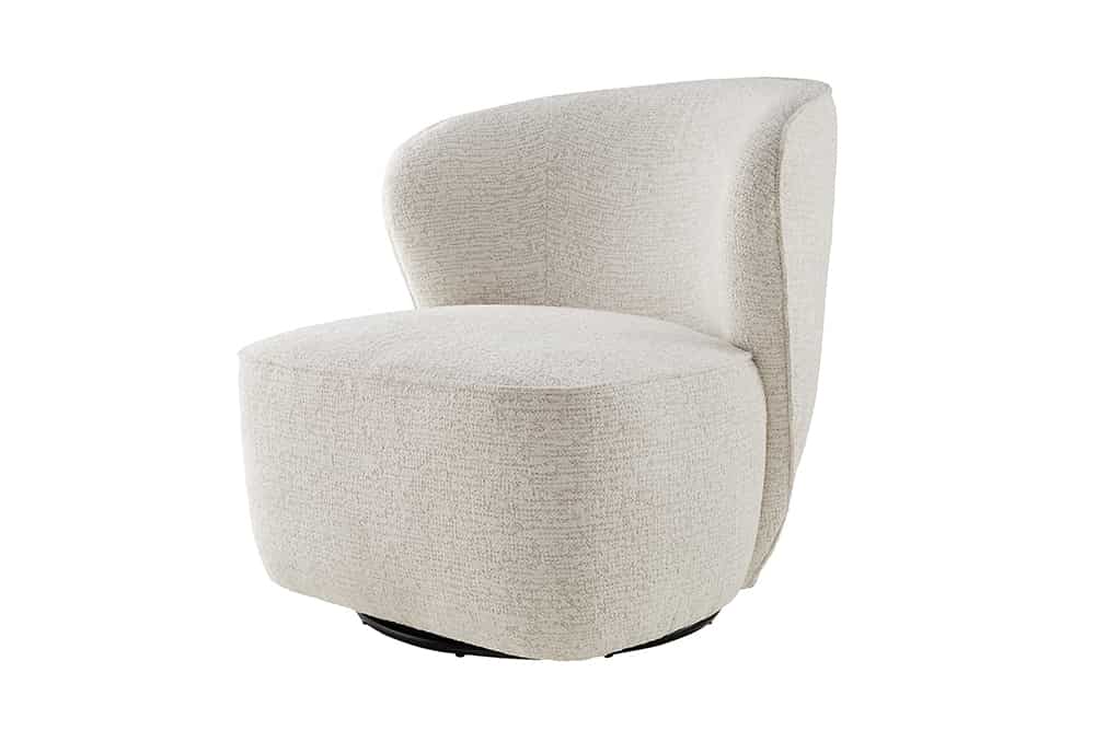 Drehbarer Design Sessel GATSBY beige Bouclé Tweed Soft 360°