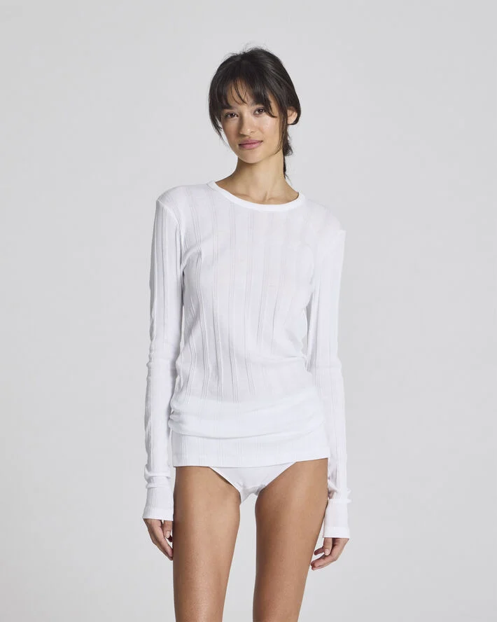 Gai&Lisva Thyra L/S Cotton Top Drop Needle GOTS 243975 White